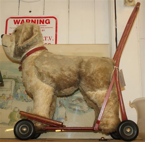 Toy dog on wheels